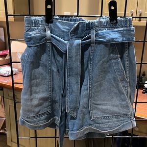 AMO paper bag waist denim shorts
